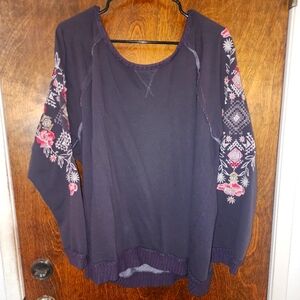 Knox Rose Embroidered Sweatshirt Sweater XXL Target Gently Used Spring Workout